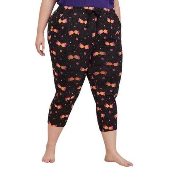 Torrid Plus Size 4X Pajama‎ Pants Harry Potter Sleep Crop Luna Glasses Black 572 - Picture 13 of 15